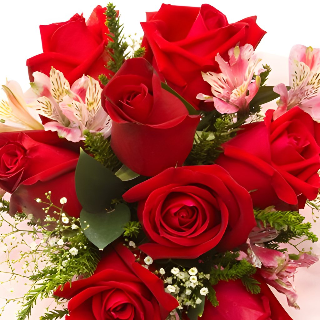 9 ROSES bouquet detail close-up